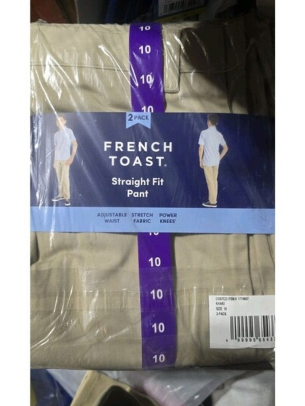 French Toast Boys Uniform Straight Fit Adjustable Waist Pants 2 pack KHAKI 10 - Picture 2 of 3